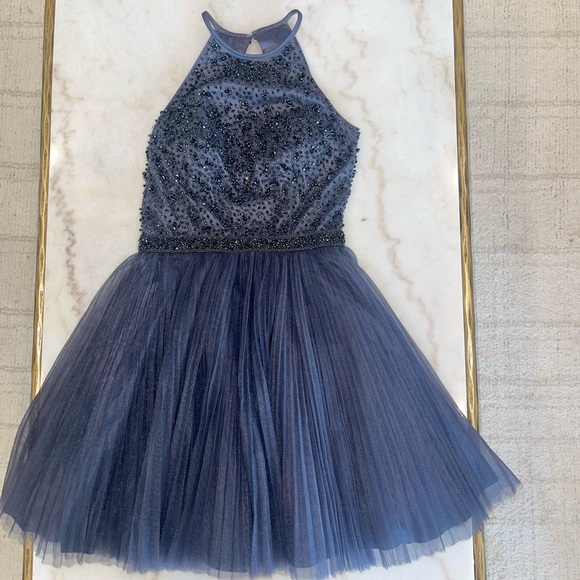 Sherri Hill accordion pleat & beaded short special occasion dress - Picture 1 of 10